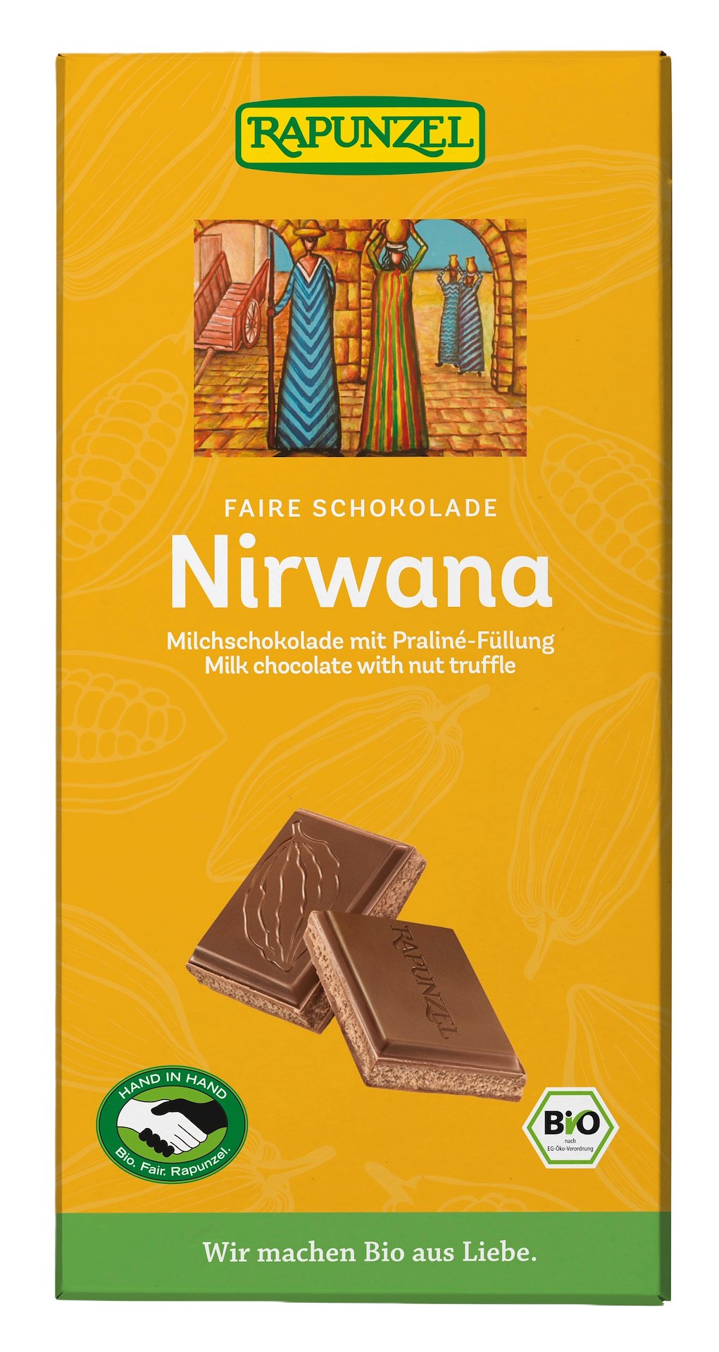 CZEKOLADA MLECZNA Z NADZIENIEM PRALINOWYM NIRWANA BIO 100 g - RAPUNZEL