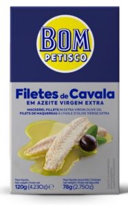 MAKRELA FILETY W OLIWIE Z OLIWEK EXTRA VIRGIN 120 g - BOM PETISCO