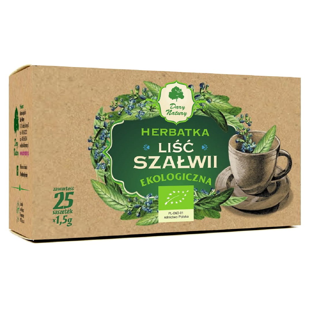 HERBATKA LIŚĆ SZAŁWII BIO (25 x 1,5 g) 37,5 g - DARY NATURY
