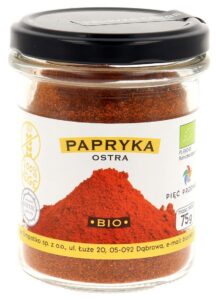 PAPRYKA OSTRA MIELONA BEZGLUTENOWA BIO 75 g - PIĘĆ PRZEMIAN