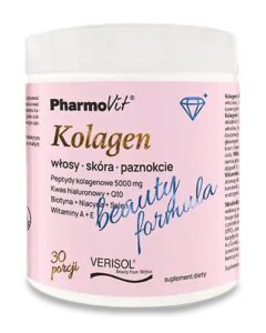 KOLAGEN O SMAKU BRZOSKWINIA - BANAN BEAUTY FORMULA BEZGLUTENOWY W PROSZKU 174 g - PHARMOVIT