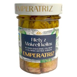MAKRELA FILETY W BIO OLIWIE Z OLIWEK EXTRA VIRGIN 180 g (SŁOIK) - EMPERATRIZ