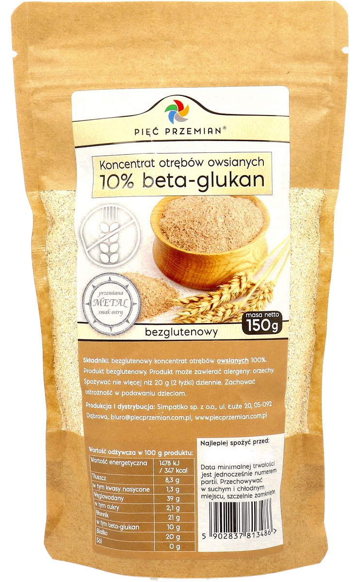 KONCENTRAT OTRĘBÓW OWSIANYCH BEZGLUTENOWY 150 g - PIĘĆ PRZEMIAN