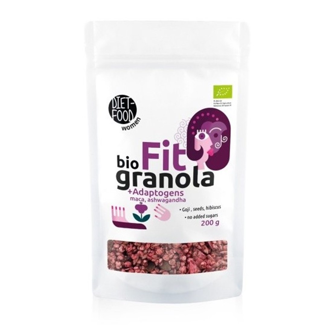 GRANOLA FIT Z ADAPTOGENAMI BEZ DODATKU CUKRÓW BIO 200 g - DIET-FOOD