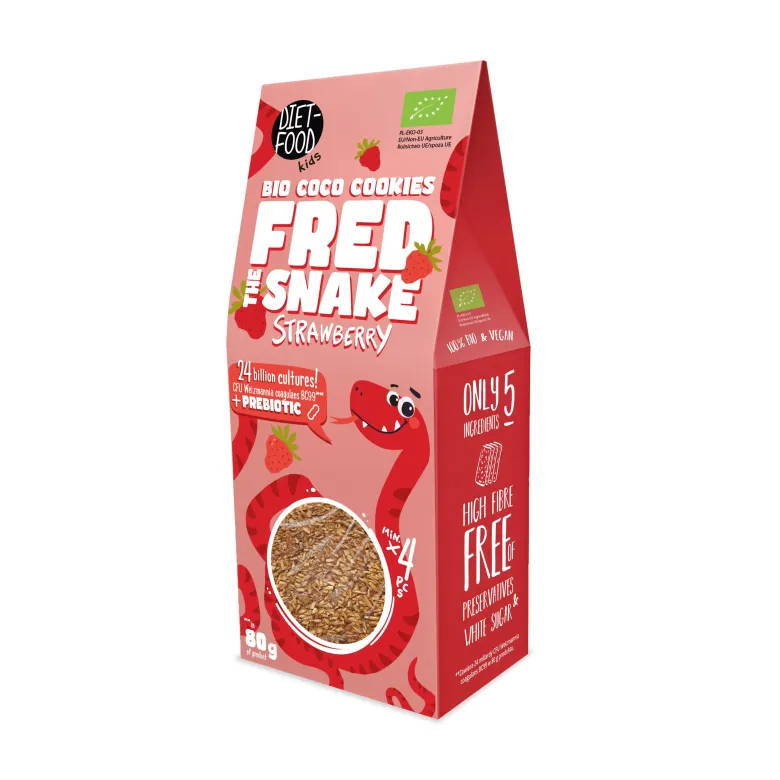 CIASTKA BŁONNIKOWE KOKOSOWE Z TRUSKAWKAMI BIO 80 g - DIET-FOOD (KIDS)