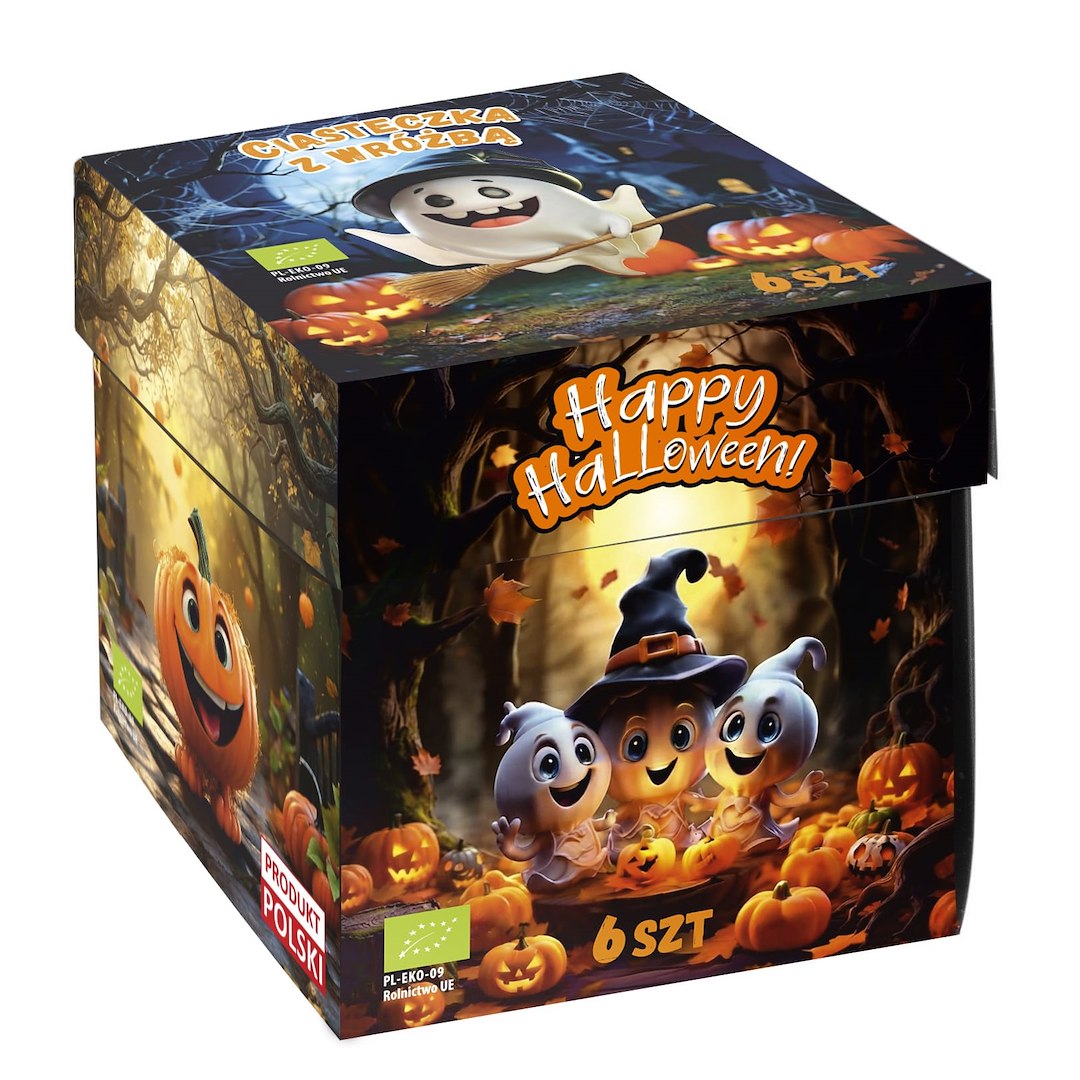 CIASTECZKA Z WRÓŻBĄ NA HALLOWEEN BIO (6 szt.) 36 g - D&D FUN COOKIES (PRODUKT SEZONOWY)