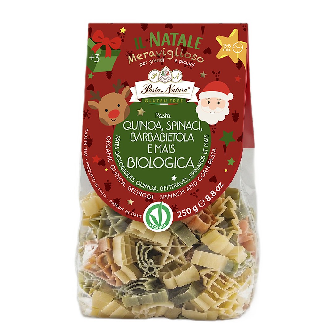 MAKARON (KUKURYDZIANY TRÓJKOLOROWY) NA BOŻE NARODZENIE BEZGLUTENOWY BIO 250 g - PASTA NATURA (PRODUKT SEZONOWY)