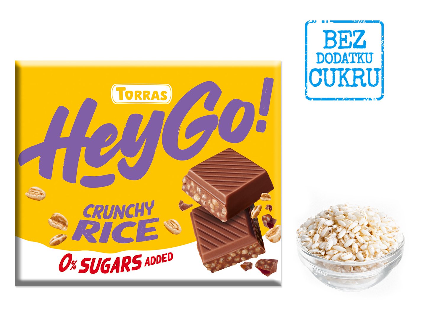 CZEKOLADA MLECZNA CRUNCHY Z CHRUPIĄCYM RYŻEM BEZ DODATKU CUKRÓW BEZGLUTENOWA 60 g - TORRAS