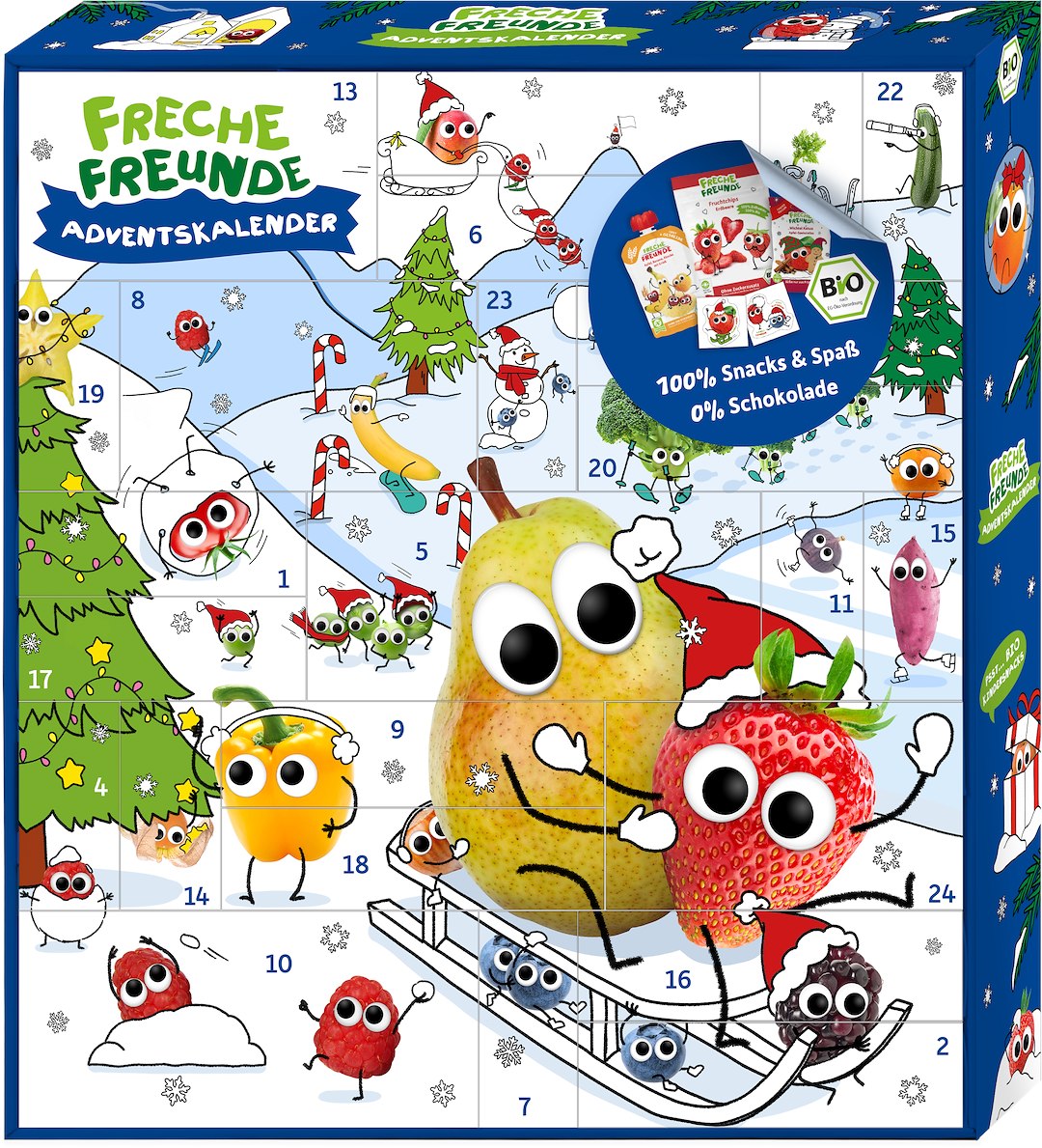 KALENDARZ ADWENTOWY - PRZEKĄSKI BIO 791 g - FRECHE FREUNDE (PRODUKT SEZONOWY)